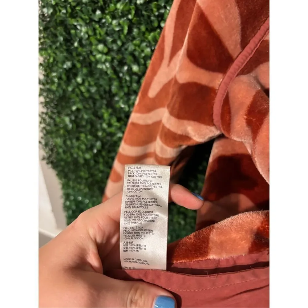 Anthropologie Margot Sherpa Reversible Zebra Print Red Coat Size Small